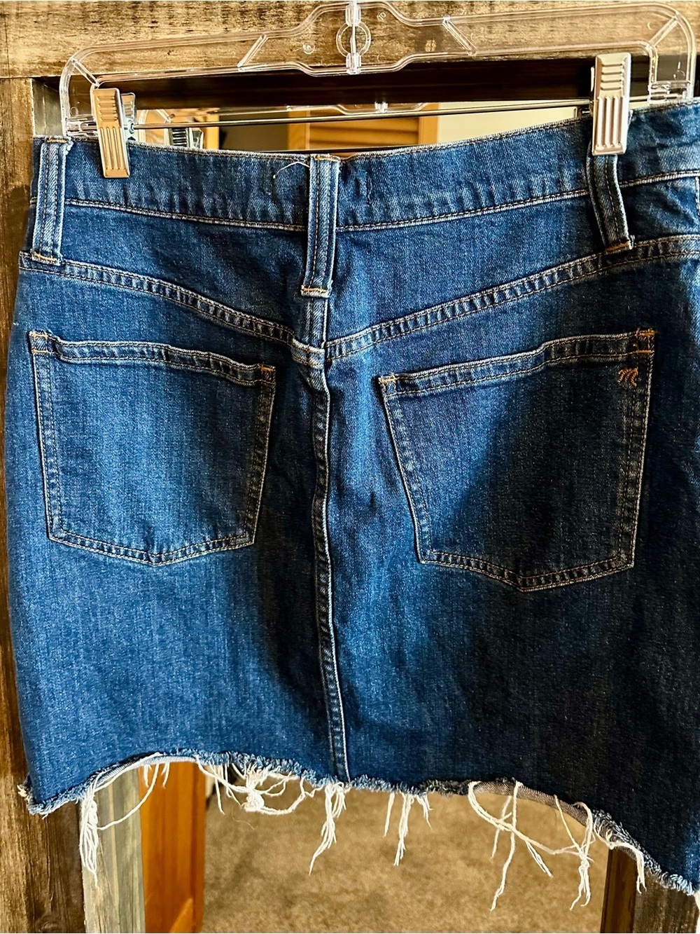 Madewell Denim Mini Skirt Size 28 Raw Hem Blue Jean Skirt Western Concert Boho - Picture 2 of 4